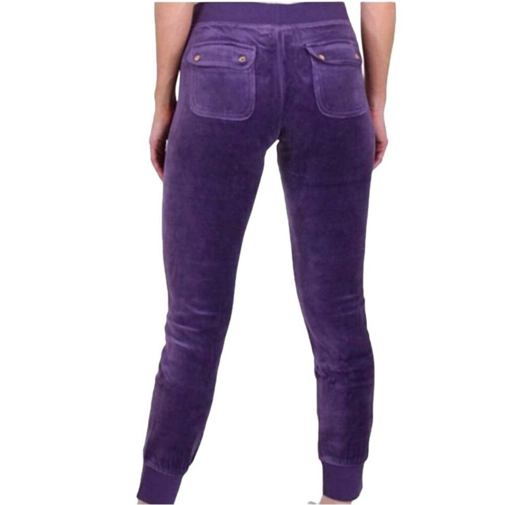Juicy Couture womens zuma pants velour jogger purple size XS Back Pockets new